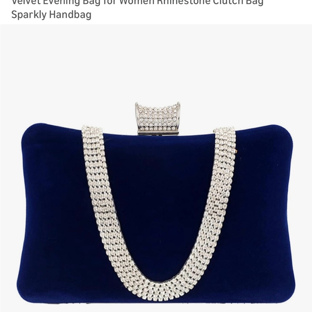 Elegant Blue Velvet Evening Clutch